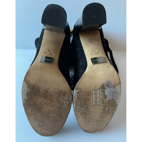 Michael Kors Collection Black Suede Calf Boots W/ Block Heels, Sz 7 (US) 37 (EU) - Picture 9 of 11